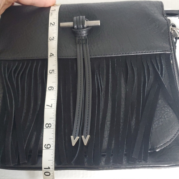 Simply Noelle Leather Fringed Shoulder Bag Black Conceal Weapon Pouch Boho Chic - Picture 4 of 15